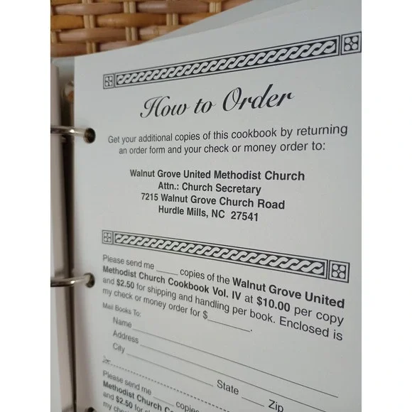 Walnut Grove‎ Cookbook Hurdle Mills, NC 2000 Binder United Methodist Church - Picture 16 of 16